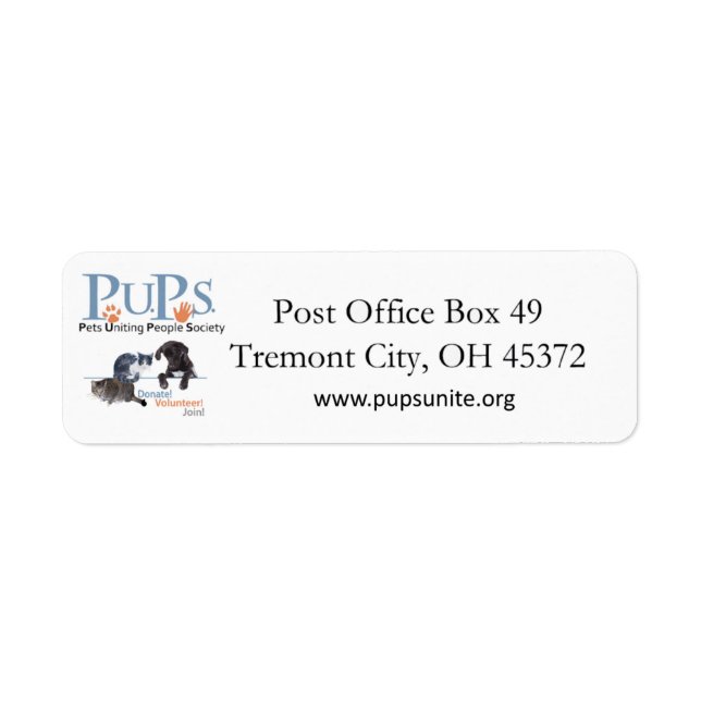 Étiquettes d'adresse de retour des PUP (Devant)