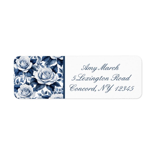 Étiquettes d'adresse de retour des Roses bleus Del (Devant)