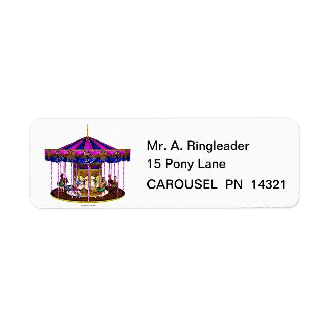 Étiquettes d'adresse de retour du carrousel rose (Devant)