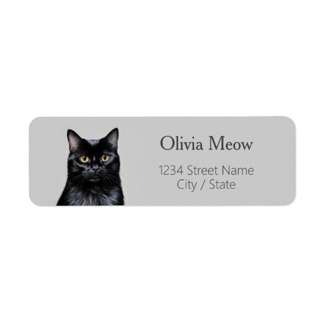 Étiquettes d'adresse de retour du chat noir (Devant)