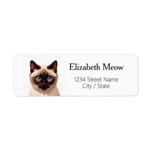 Étiquettes d'adresse de retour du chat siamois