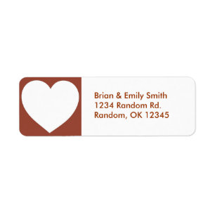 Étiquettes d'adresse de retour du coeur blanc brun