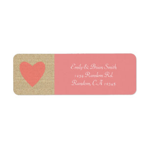 Étiquettes d'adresse de retour du coeur rose Burla