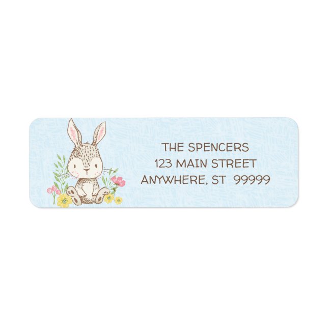 Étiquettes d'adresse de retour du lapin de printem (Devant)