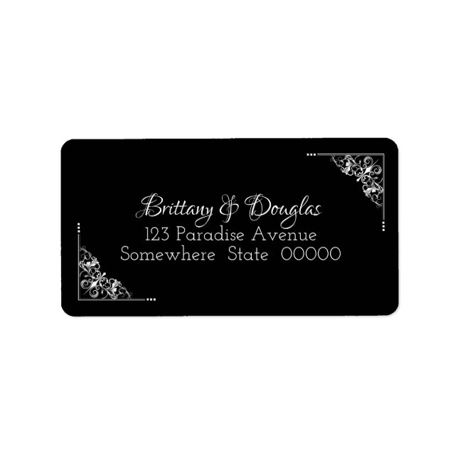 Étiquettes d'adresse de retour du Mariage noir et  (Devant)
