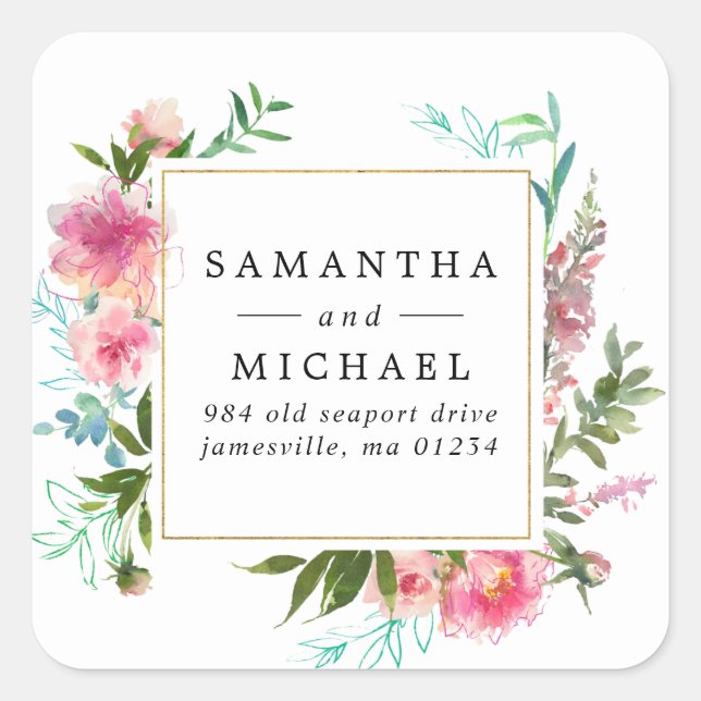 Étiquettes d'adresse de retour du Mariage rose (Devant)