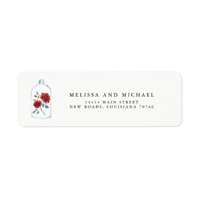 Étiquettes d'adresse de retour du Mariage Rose rou (Devant)