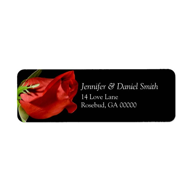 Étiquettes d'adresse de retour du Mariage Rose rou (Devant)