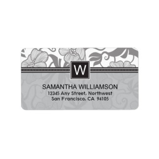 Étiquettes d'adresse de retour du monogramme flora