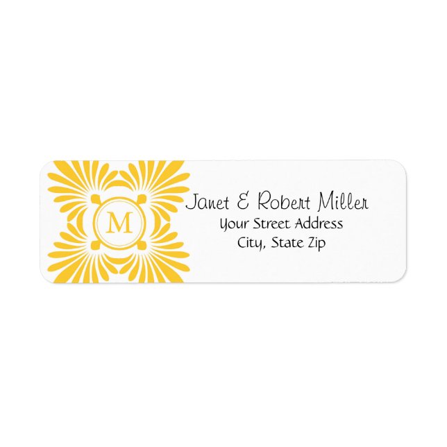 Étiquettes d'adresse de retour du monogramme initi (Devant)