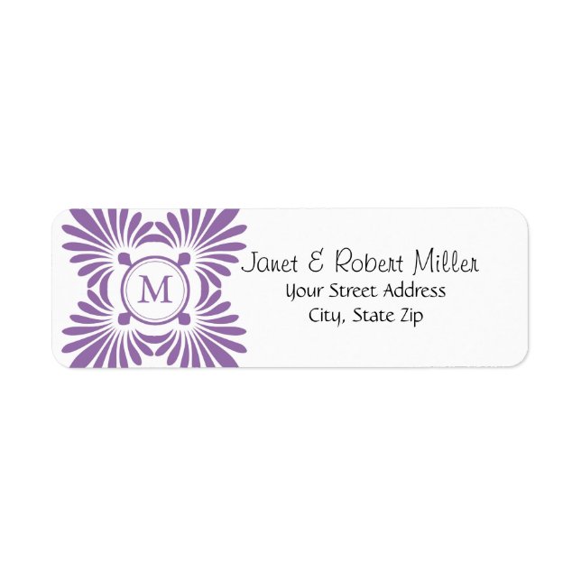 Étiquettes d'adresse de retour du monogramme initi (Devant)