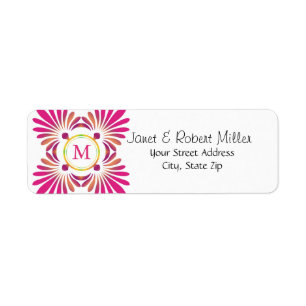 Étiquettes d'adresse de retour du monogramme initi