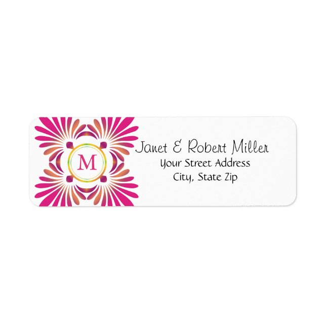 Étiquettes d'adresse de retour du monogramme initi (Devant)