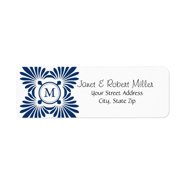 Étiquettes d'adresse de retour du monogramme initi (Devant)
