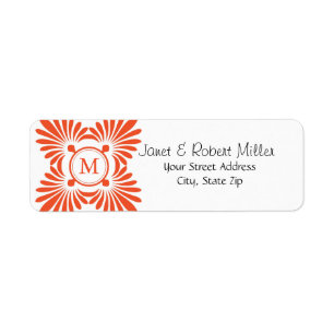 Étiquettes d'adresse de retour du monogramme initi