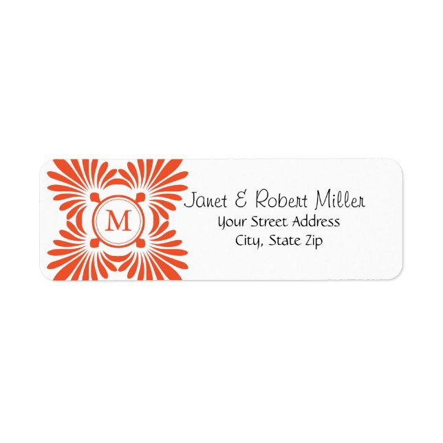 Étiquettes d'adresse de retour du monogramme initi (Devant)