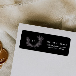 Étiquettes d'adresse de retour du monogramme noir