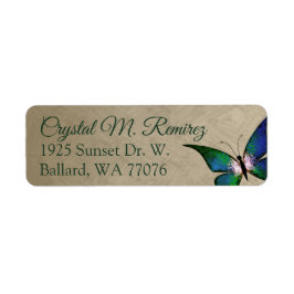 Étiquettes d'adresse de retour du papillon vert, d