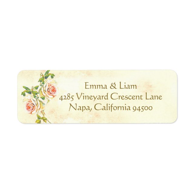 Étiquettes d'adresse de retour du Rose antique (Devant)