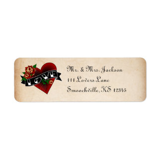 Étiquettes d'adresse de retour du Rose de tatouage