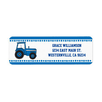 Étiquettes d'adresse de retour du tracteur bleu