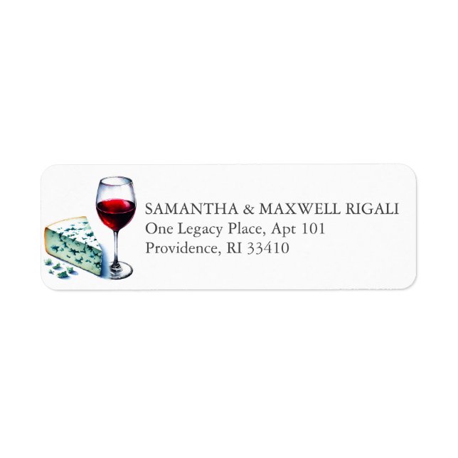 Étiquettes d'adresse de retour du vin et du fromag (Devant)