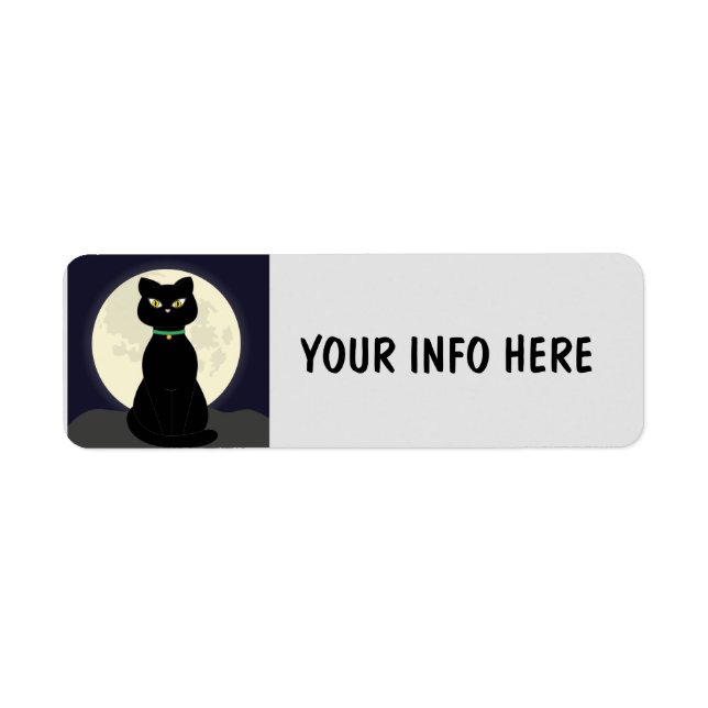 ÉTIQUETTES D'ADRESSE DE RETOUR EN NOIR CAT & LUNE  (Devant)