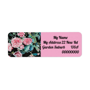 Étiquettes d'adresse de retour Fleur de rose rose