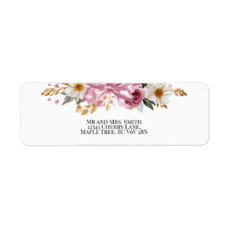 Étiquettes d'adresse de retour Fleurs et Rubans