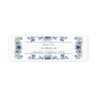 Étiquettes d'adresse de retour Floral Bleu et Blan
