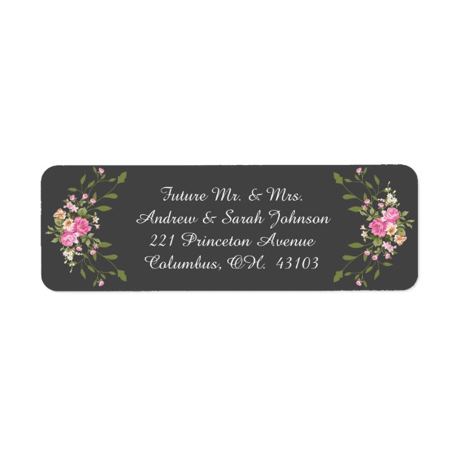 ÉTIQUETTES D'ADRESSE DE RETOUR Floral personnalisa (Devant)