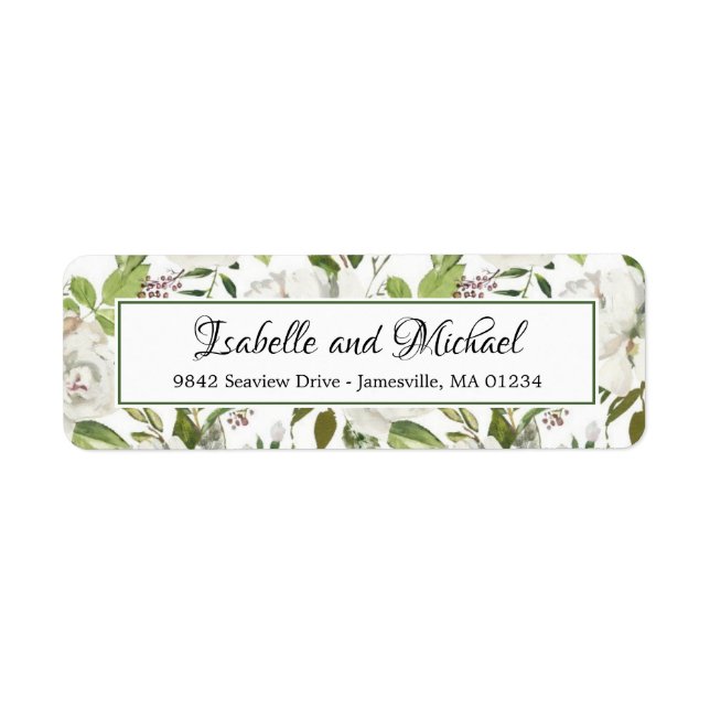 Étiquettes d'adresse de retour Floral Rose blanche (Devant)
