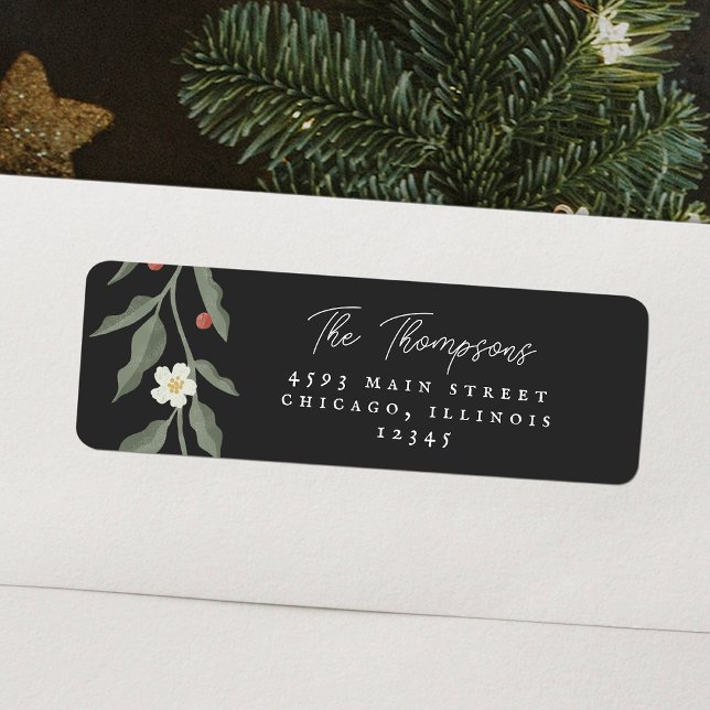 Étiquettes d'adresse de retour florale (Hand Drawn Floral Black Return Address Labels)