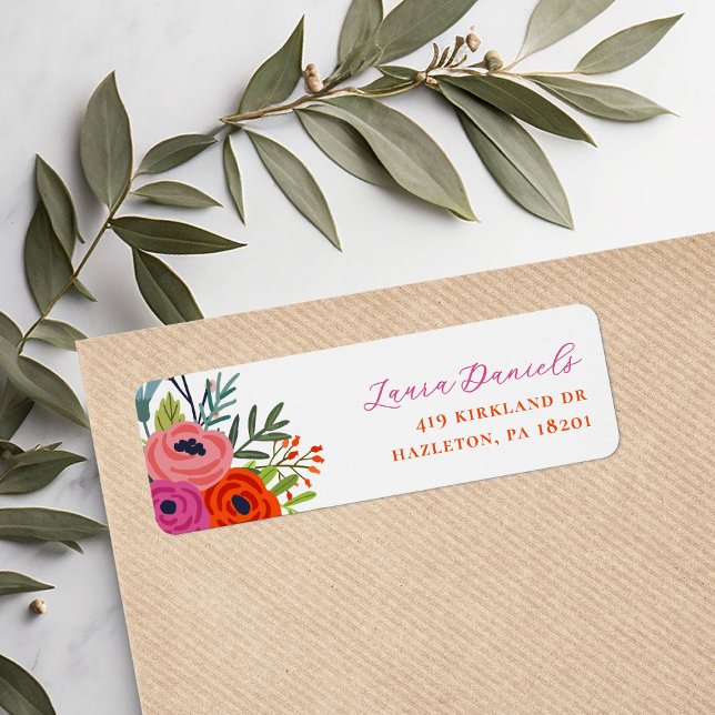 Étiquettes d'adresse de retour florale personnalis (Créateur téléchargé)