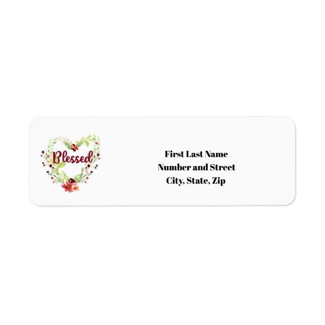 Étiquettes d'adresse de retour florales bienheureu (Devant)