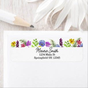 Étiquettes d'adresse de retour florales fleurs sau