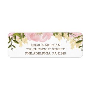 Étiquettes d'adresse de retour florales roses
