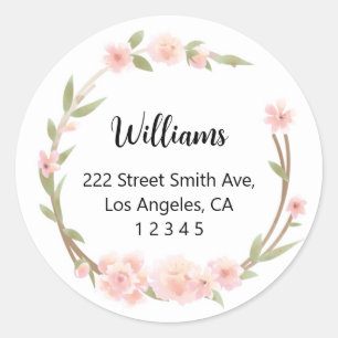 Étiquettes d'adresse de retour florales roses