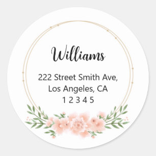 Étiquettes d'adresse de retour florales roses