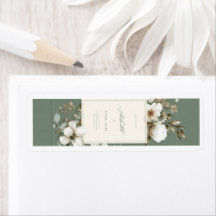 Étiquettes d'adresse de retour florales vert sauge