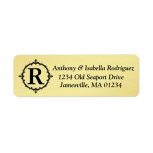 Étiquettes d'adresse de retour Gold avec Monogramm