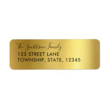Étiquettes d'adresse de retour Gold Metallic Custo