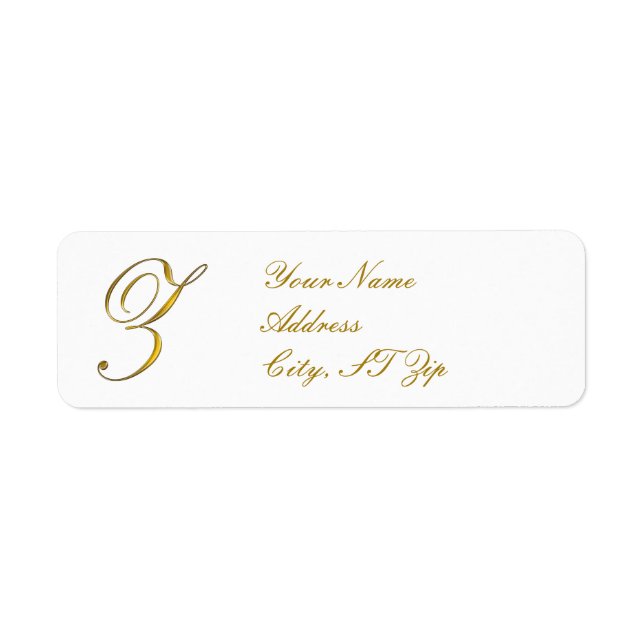 Étiquettes d'adresse de retour Gold Monogramme Z (Devant)