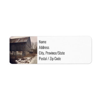 Étiquettes d'adresse de retour - Grange en hiver