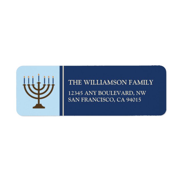 Étiquettes d'adresse de retour Hanoukka Menorah (m (Devant)
