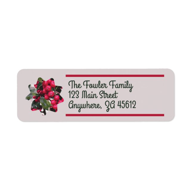 Étiquettes d'adresse de retour Holly Berry (Devant)