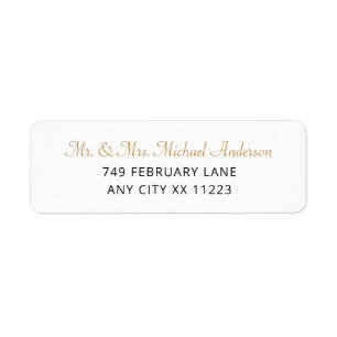 Étiquettes d'adresse de retour mariage Gold simpl