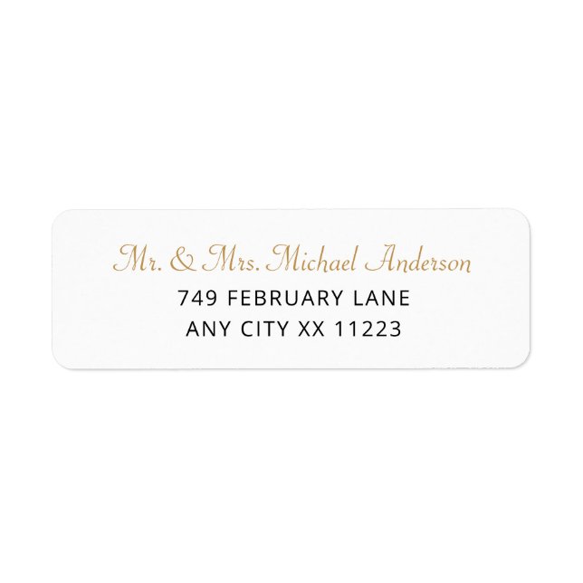 Étiquettes d'adresse de retour mariage or simple (Devant)