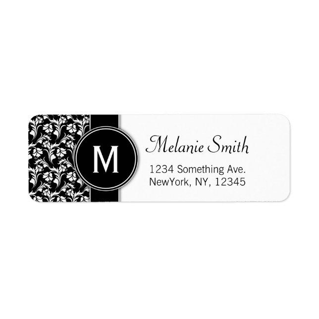 Étiquettes d'adresse de retour monogramme floral p (Devant)