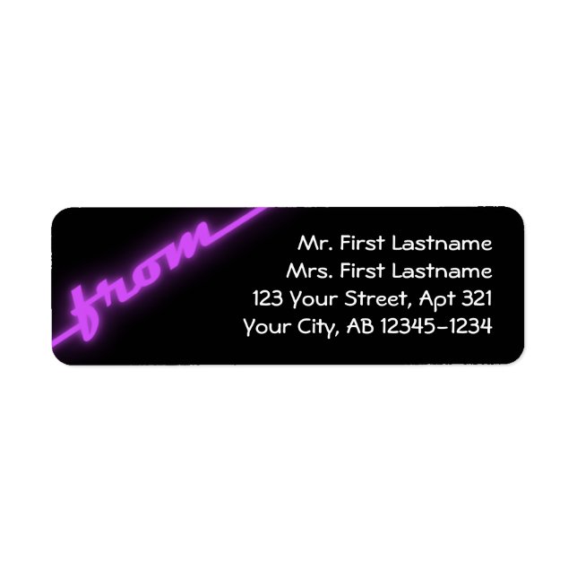 Étiquettes d'adresse de retour Neon Purple & Black (Devant)